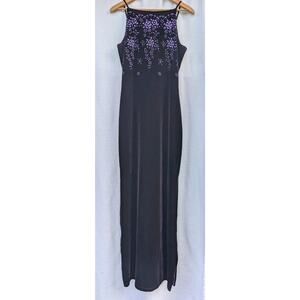 Vintage 90s Status Collection Women's Full Length Formal Velvet Gown Sz L Purple